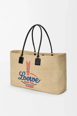 Loewe Большая сумка-тоут Verano из рафии, белый