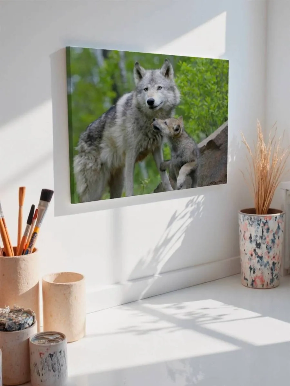 Картина на стену 40 X 50 Волк и волчонок
