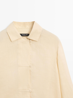 Massimo Dutti Рубашка из 100% струящейся ткани рами, бежевый