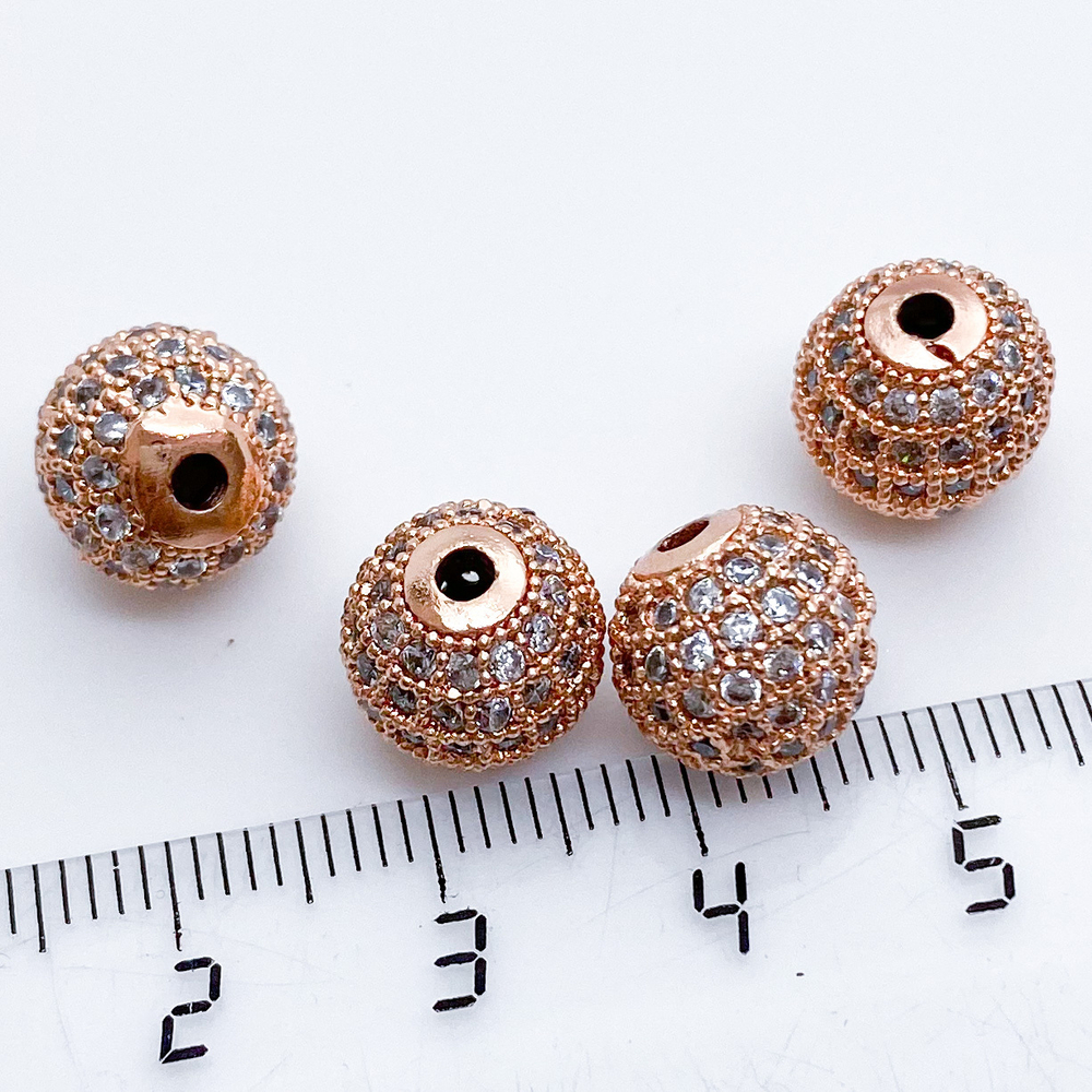 Бусина Milano LUX, цвет розовое золото, диаметр 10 мм, цена за 1 шт