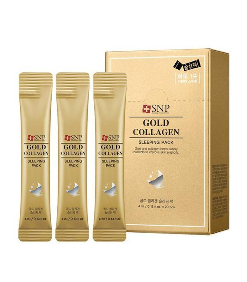 SNP Gold Collagen Sleeping Pack антивозрастная ночная маска с коллагеном и золотом