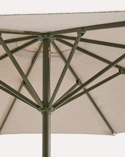 Бежевый зонт Milna с зеленой стальной конструкцией, диаметр 300 см