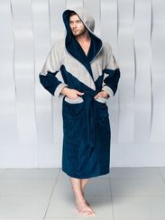 Халат мужской DIEGO с капюшоном морская волна "Polens"