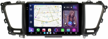 Магнитола для KIA Carnival 3 2014-2020 (большая рамка) - FarCar GX9-9550F2 монитор 9.5" 2K QLED на Android 14, TS20, 6+128Гб, CarPlay, 4G SIM-слот