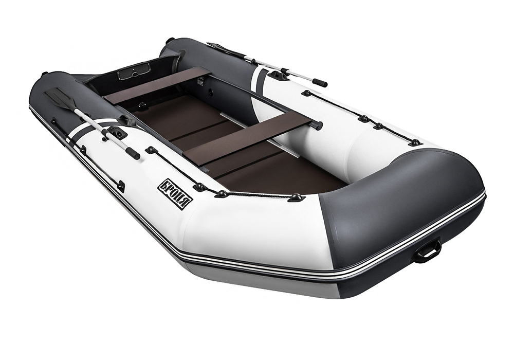 Броня-360 СК слань+киль белый-черный (Лодка ПВХ под мотор с усилением)