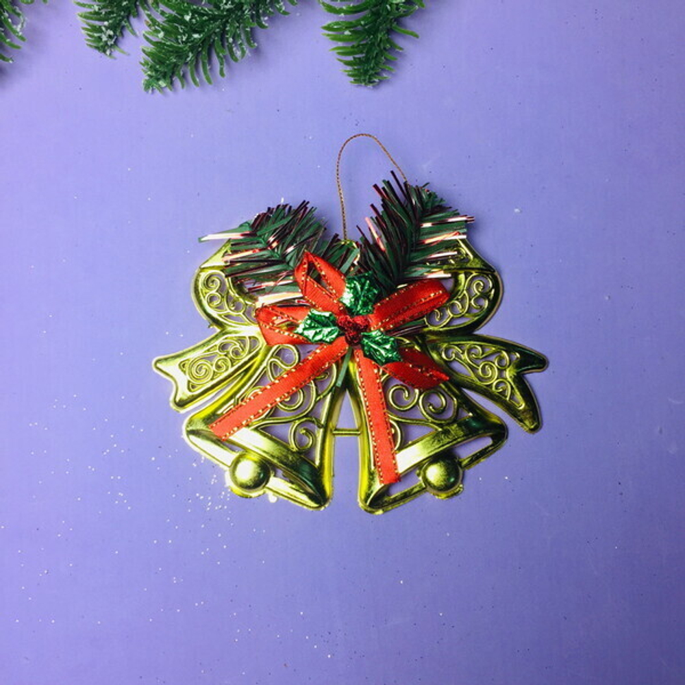 Украшение новогоднее «Колокольчики резные» 13*10 см, Золото