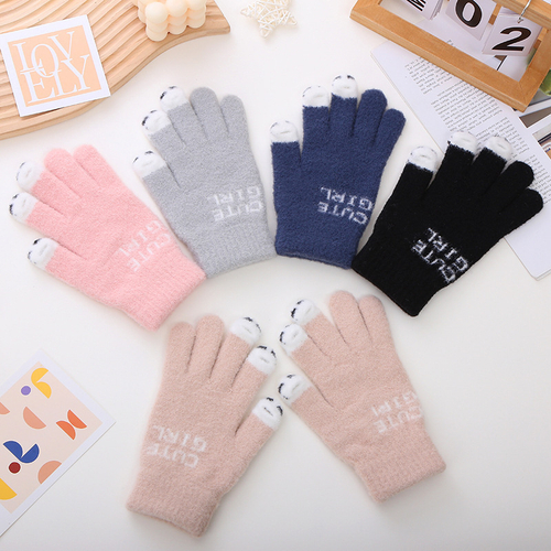 Детские перчатки с принтом "Cute Girl"