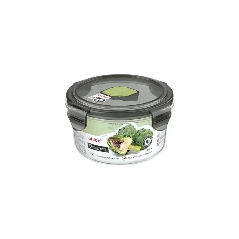 КОНТЕЙНЕР ДЛЯ ПРОДУКТОВ ГЕРМЕТИЧНЫЙ С КЛАПАНОМ BRILLIANT КРУГЛЫЙ 0,6Л (Черный)