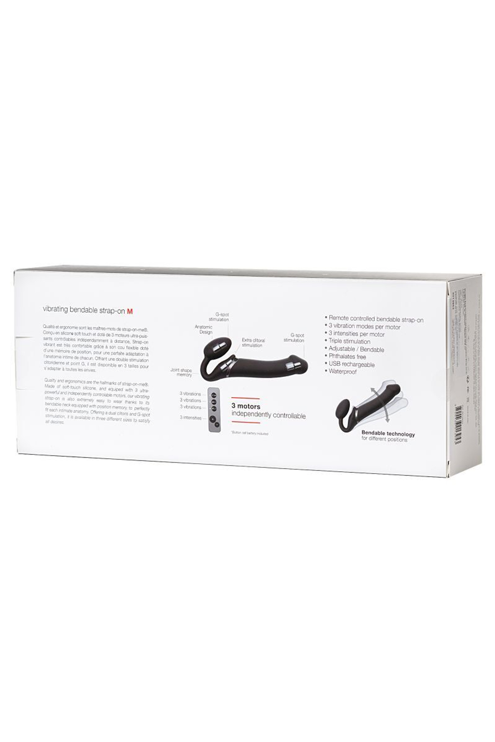 Черный безремневой вибрострапон Silicone Bendable Strap-On - size M (Цвет: черный)