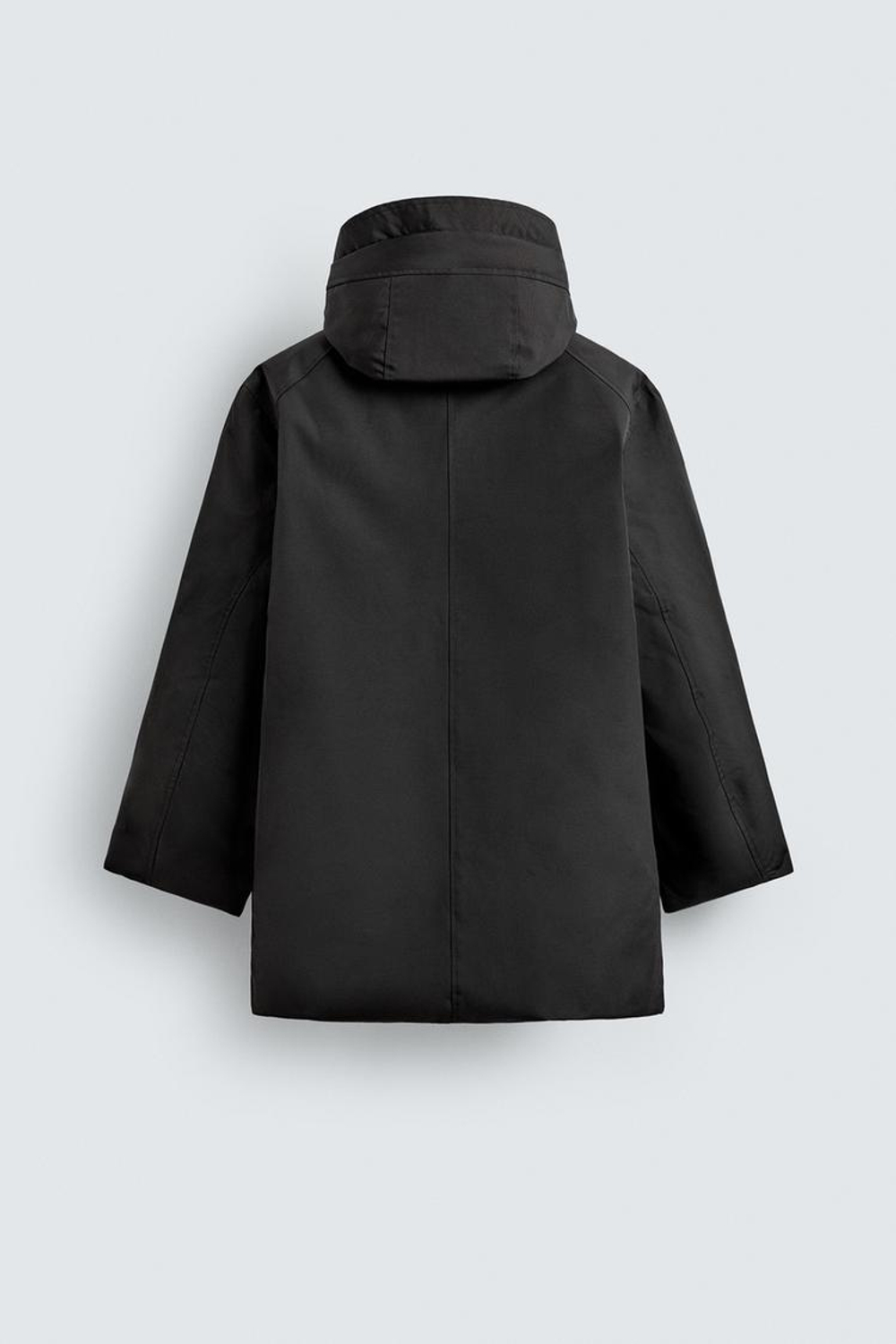 ZARA ТЕХНИЧЕСКАЯ ПАРКА WATER REPELLENT С ОТСТЕГИВАЮЩИМИСЯ ДЕТАЛЯМИ, ЧЕРНЫЙ