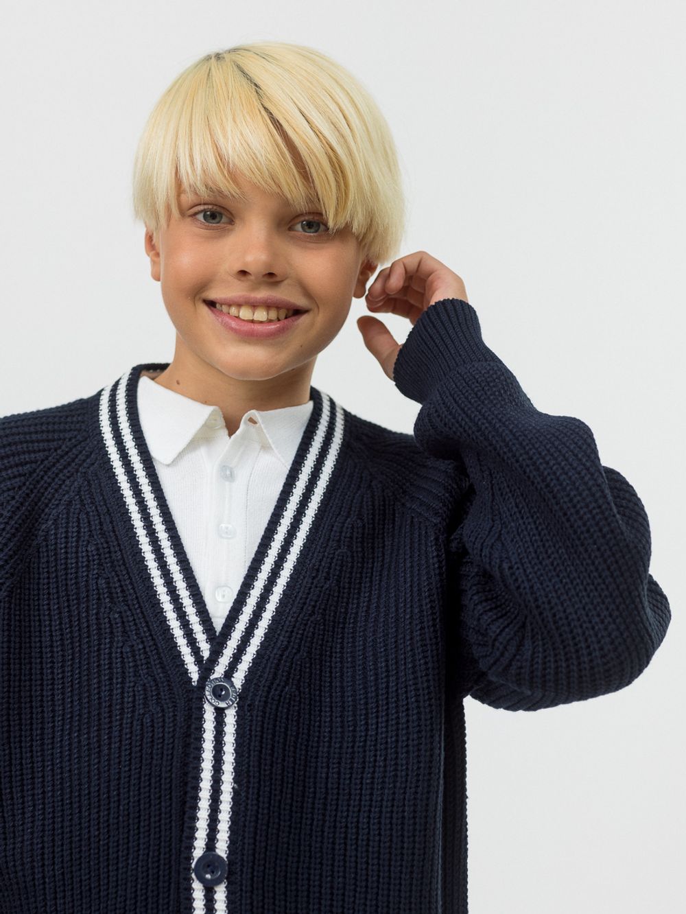 Кардиган для мальчика на пуговицах AT891-1M синий