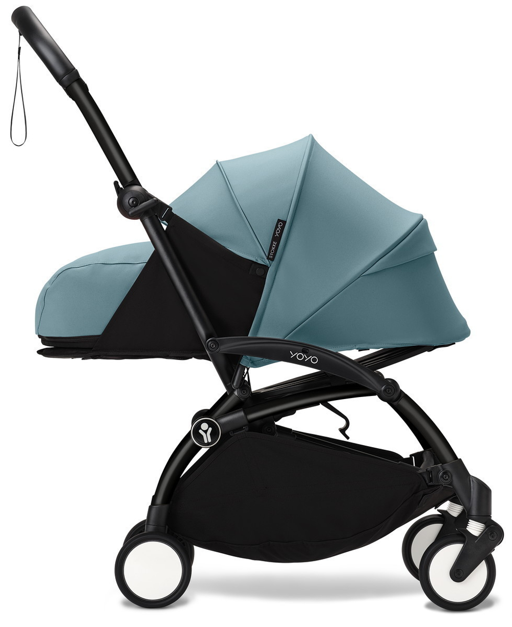 Коляска Stokke YOYO3 Newborn Shell - Newborn Pack рама чёрная Black 2 в 1 Aqua