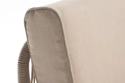 "Канны" левый модуль плетеный из роупа, каркас алюминий белый муар, роуп бежевый круглый, ткань бежевая 15052