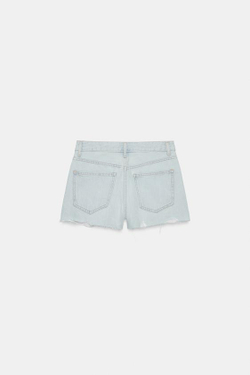 ZARA ДЖИНСОВЫЕ ШОРТЫ TRF СО СРЕДНЕЙ ПОСАДКОЙ И РАЗРЕЗАМИ, ГОЛУБОЙ