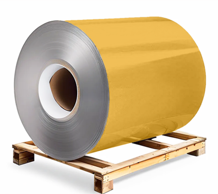 Сталь оцинкованная 0,7х1250х3000 мм RAL 1037 желтый Грунт обр.стороны / защ.пленка