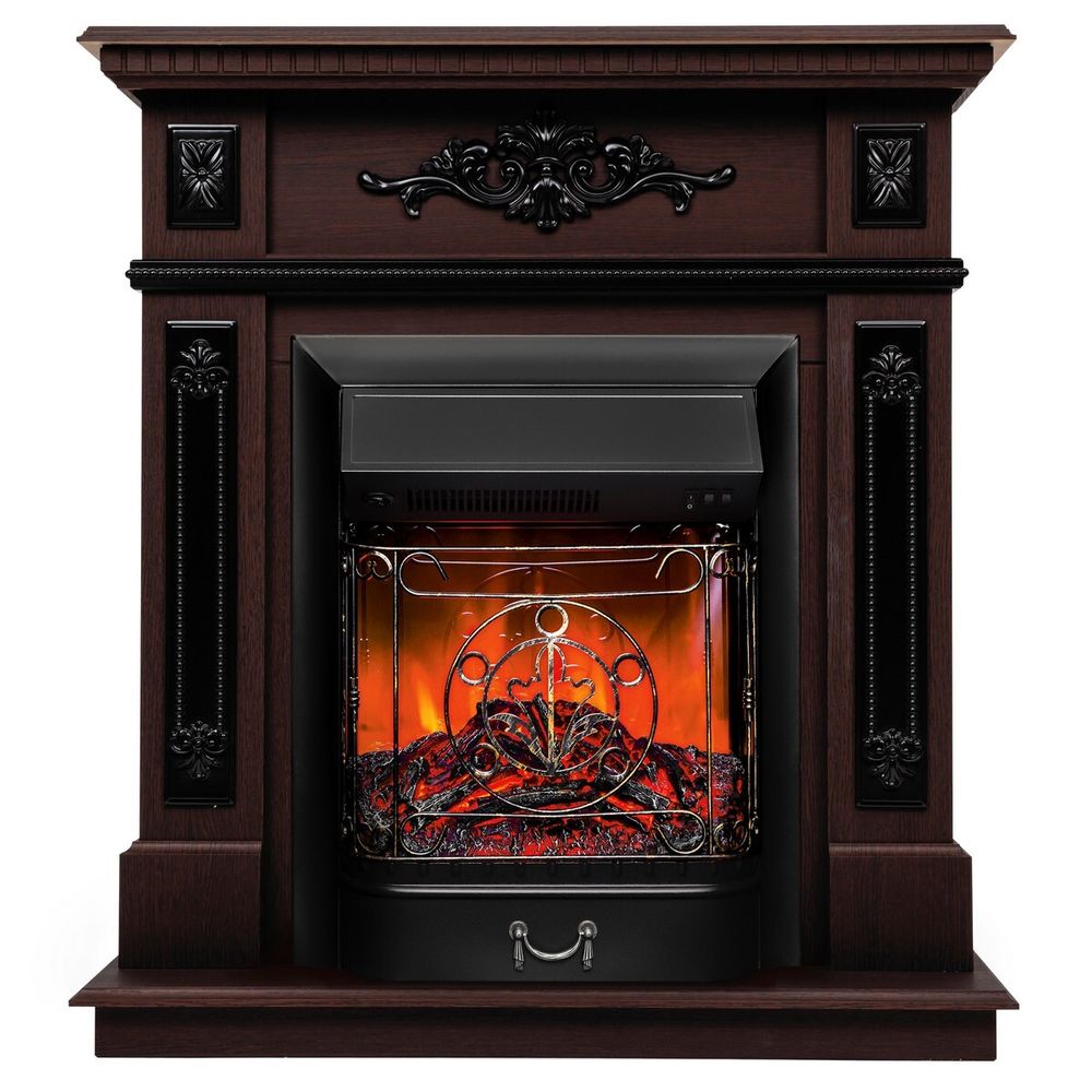 Электрокамин RealFlame Lilian DN орех с очагом Majestic Lux Black
