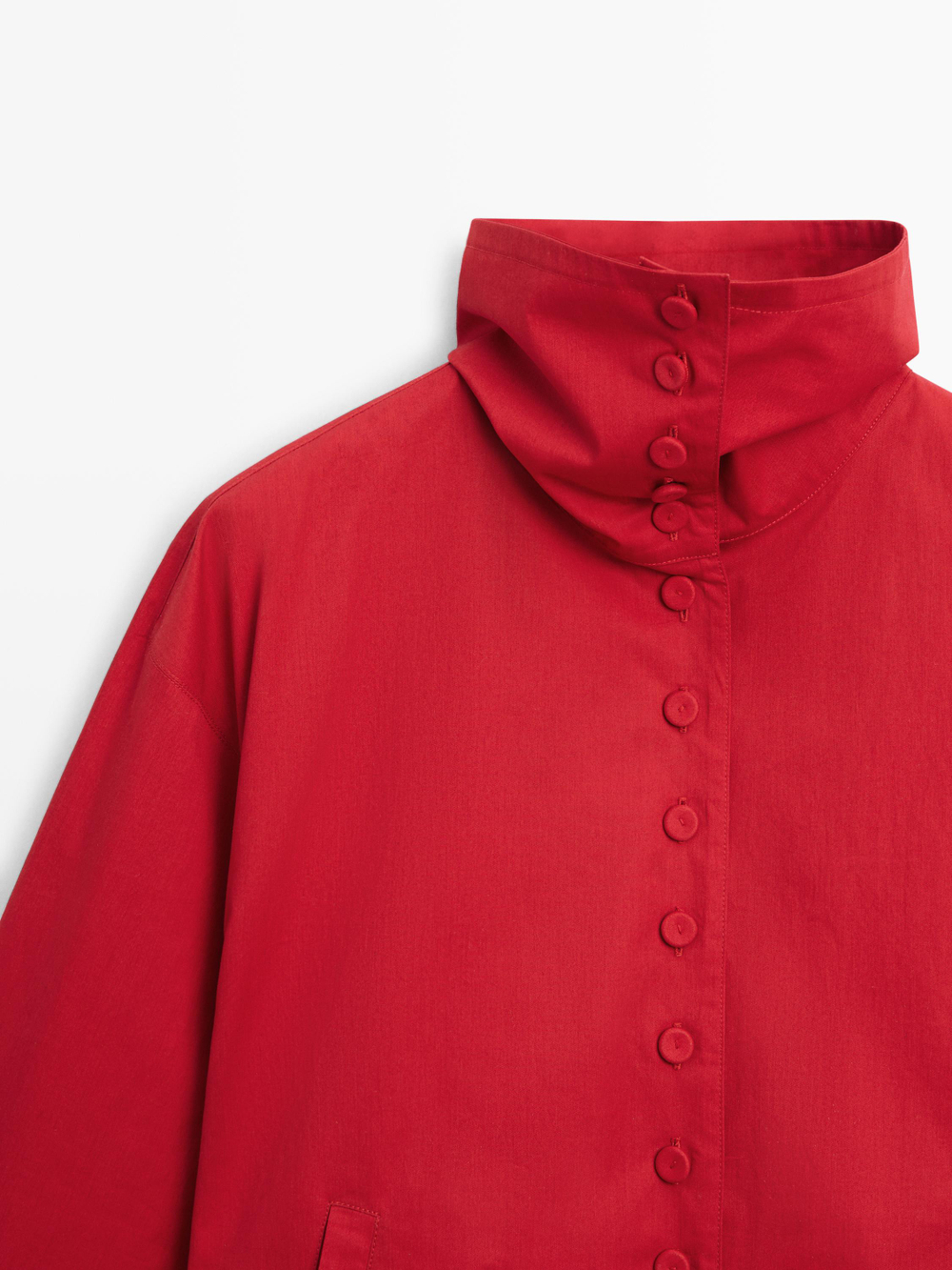 Massimo Dutti Легкая куртка из хлопка с пуговицами, красный