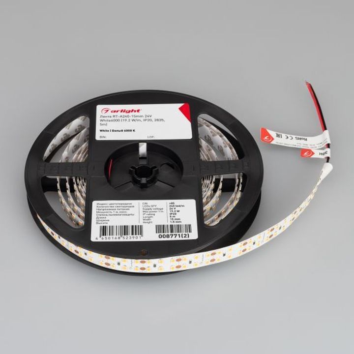Светодиодная лента Arlight 19,2W/m 240LED/m 2835SMD холодный белый 5M 008771(2)