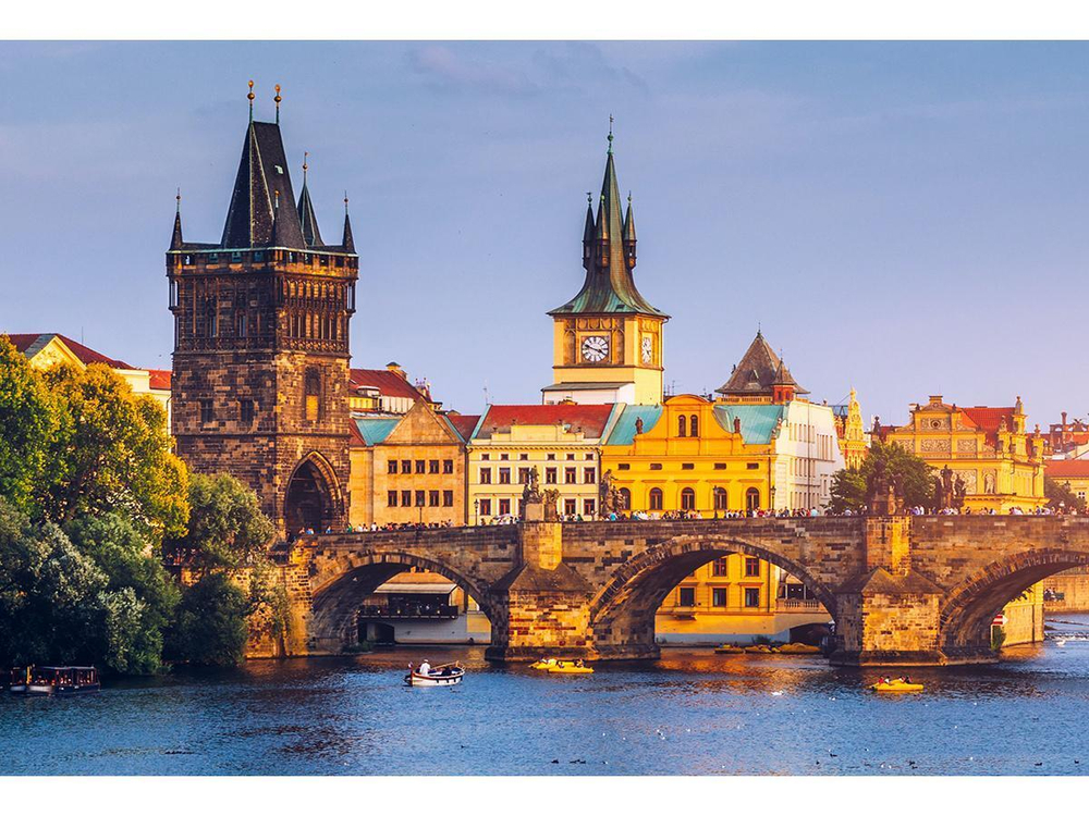 Алмазная мозаика 30х40см. "Карлов мост на закате" с полн.заполнен.на подрам.(30цв.) (Арт. НД-0349)