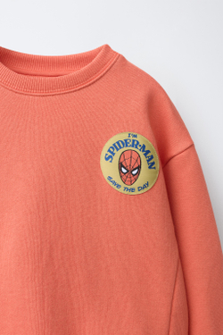 ZARA ТОЛСТОВКА С НАШИВКОЙ SPIDER-MAN © MARVEL, КОРАЛЛОВЫЙ