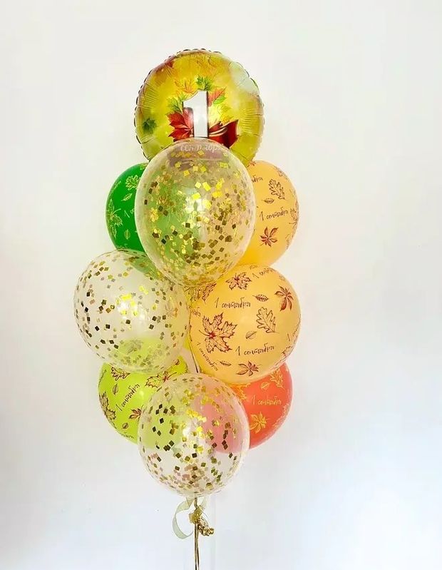 Воздушные шары на 1 сентября «Осеннее золото» (10 шаров) №1/126