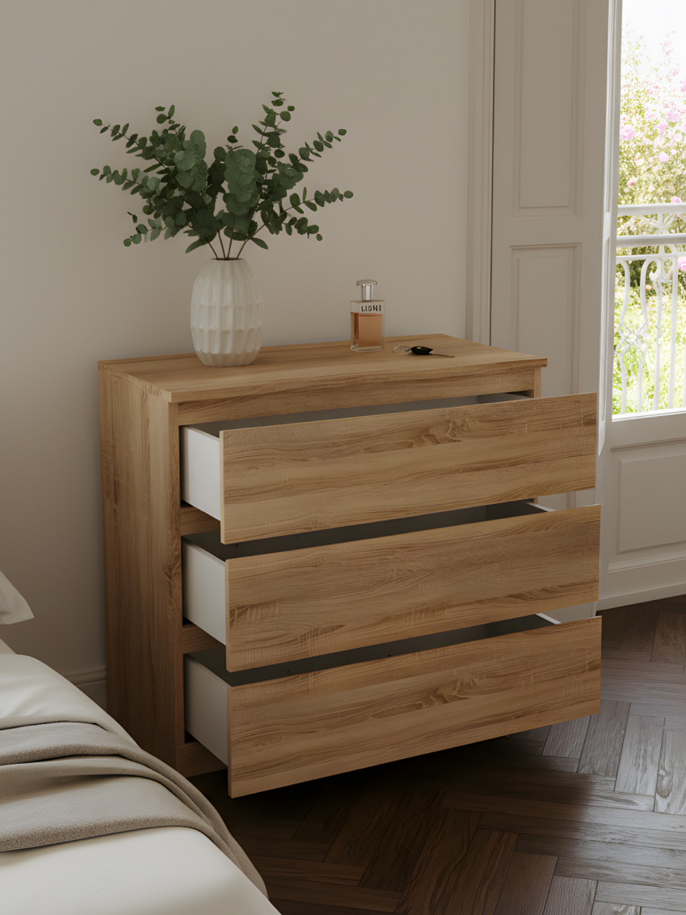 Комод для одежды Марм 70х35х67 см с 3-мя выдвижными ящиками со скосами в скандинавском стиле, артизан