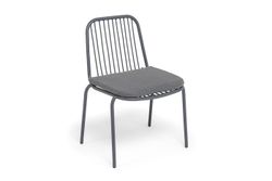 "Кастелло" стул плетеный из роупа, каркас из стали темно-серый (RAL7024) муар, ткань темно-серая 027