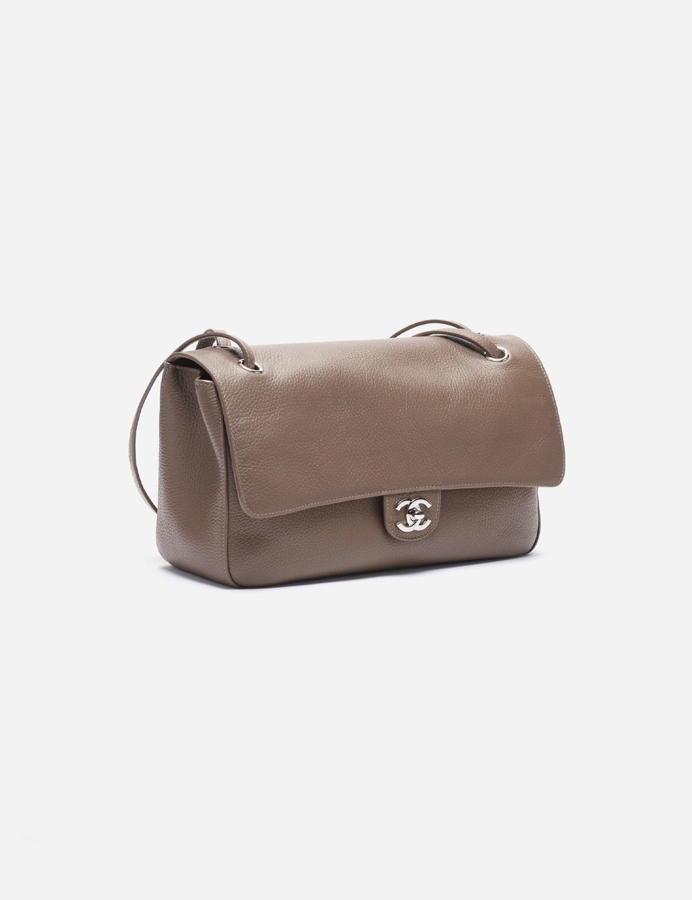 Сумка Chanel Maxi Flapbag Grained Calfskin & Silver Metal "Light Brown"