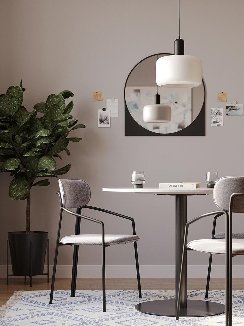 Стул Ror, Round, рогожка, черный/серый