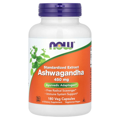 NOW Foods, стандартизованный экстракт ашвагандхи, 450 мг, 180 растительных капсул