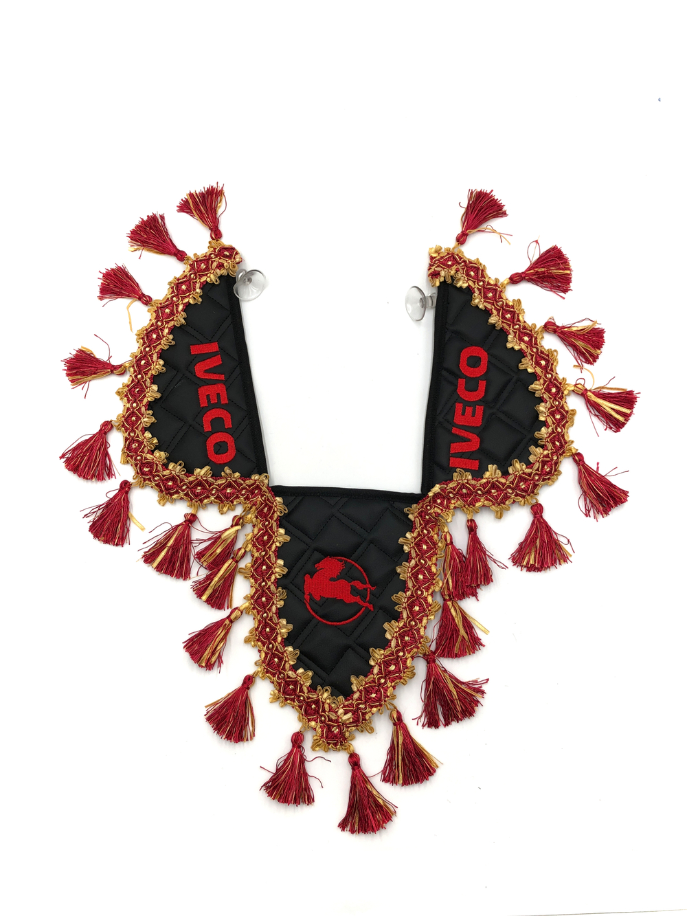 Вымпел тройной IVECO (экокожа, черный с красными кисточками)