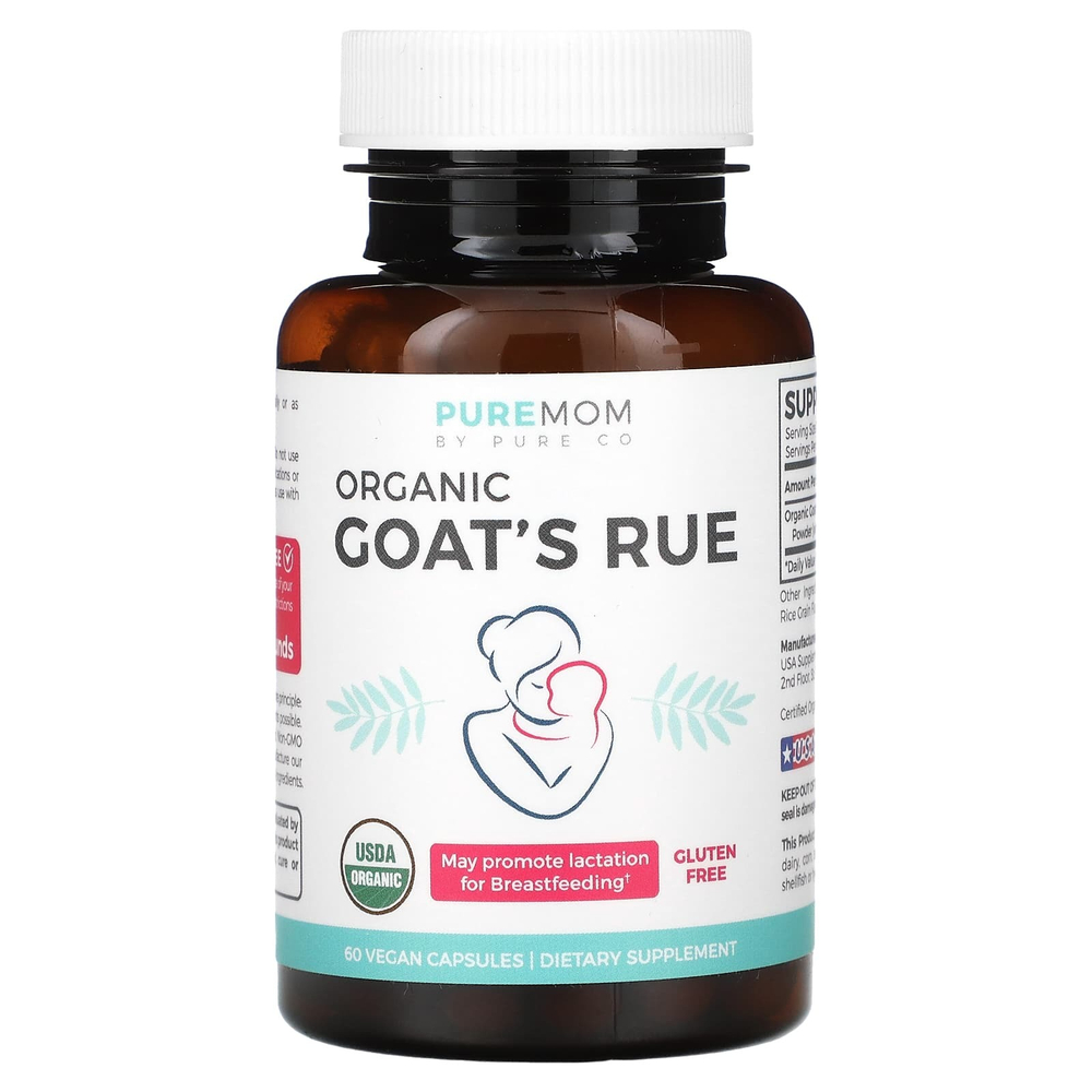 Pure Co., Pure Mom, органическая козья рута, 60 веганских капсул (375 мг на капсулу)