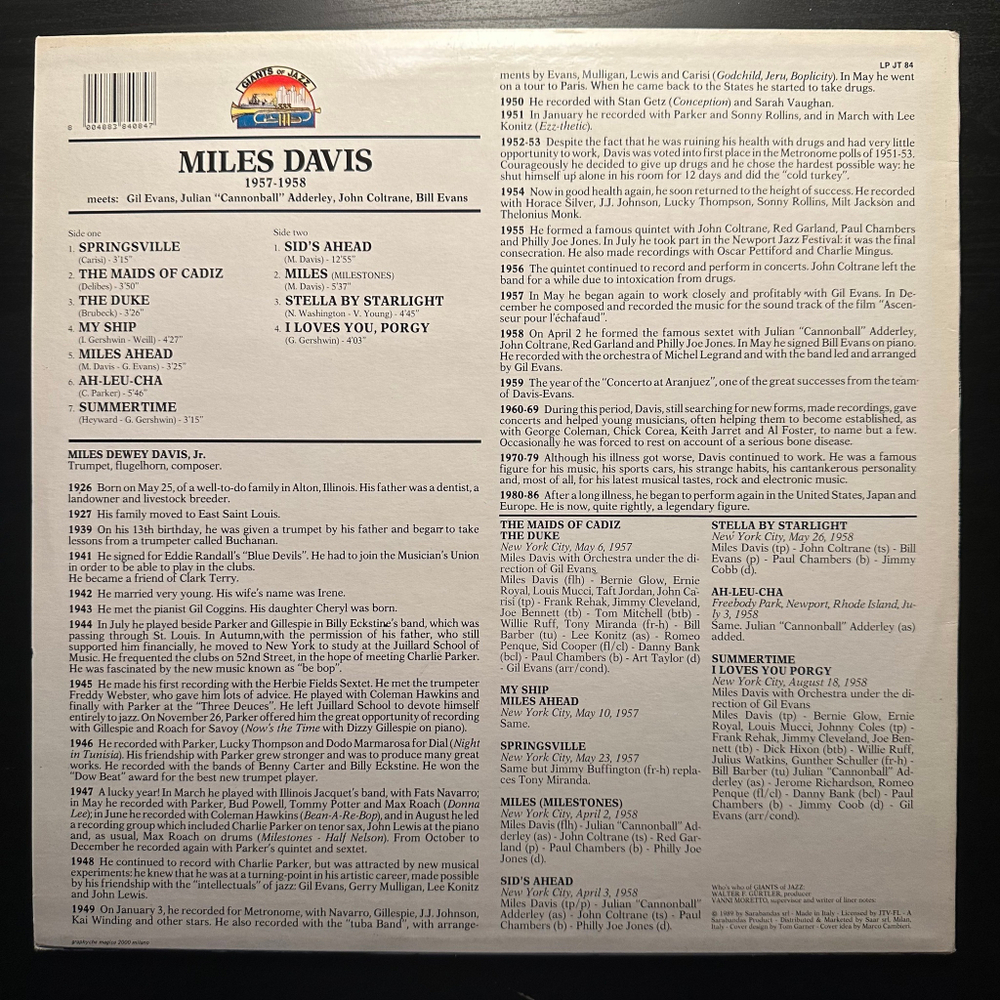 Miles Davis - Miles Davis 1957-1958 Meets Gil Evans, Julian "Cannonball" Adderley, John Coltrane, Bill Evans (Италия 1989г.)