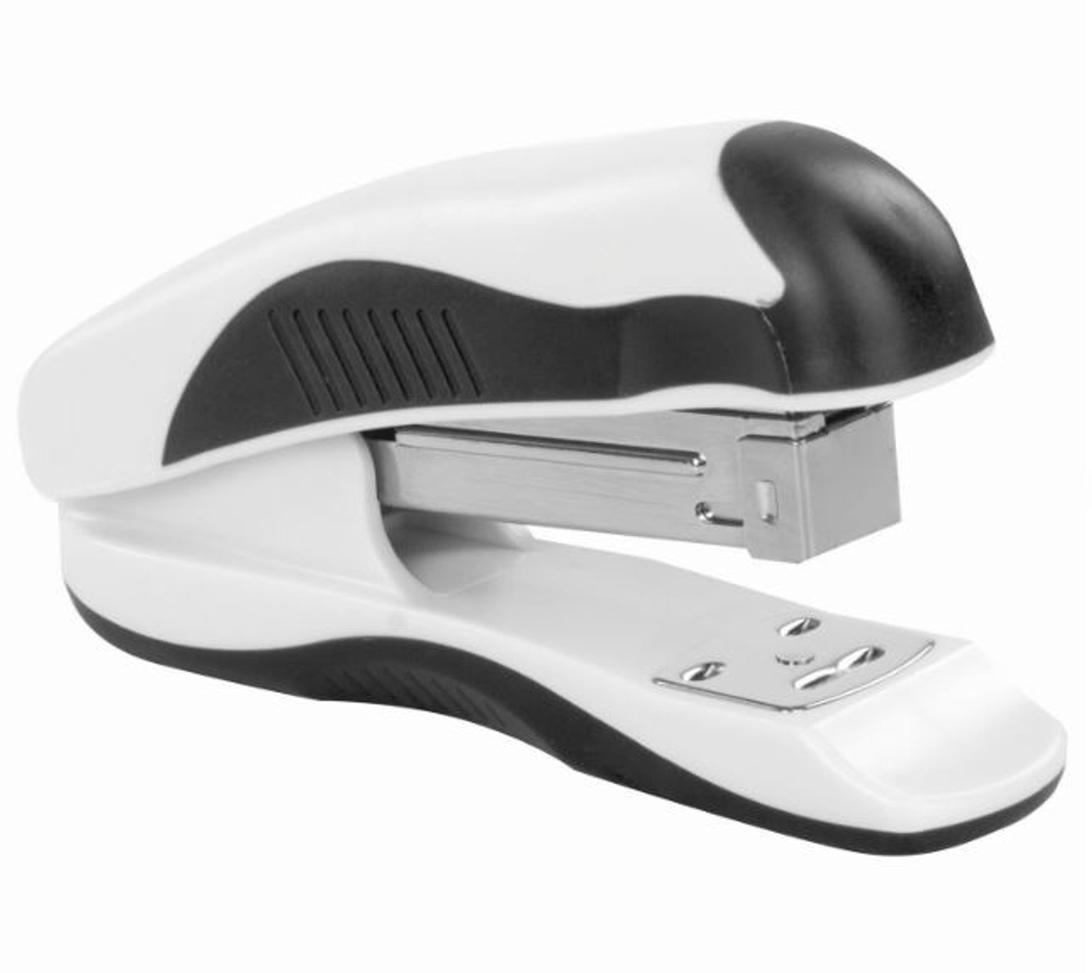 Степлер №24/6, 26/6 BRAUBERG "JET PRO", до 25 листов, эргономичный, бело-черный, 228585