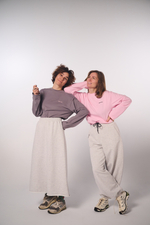 Юбка-трапеция из плотного футера без начеса, светло-серый меланж