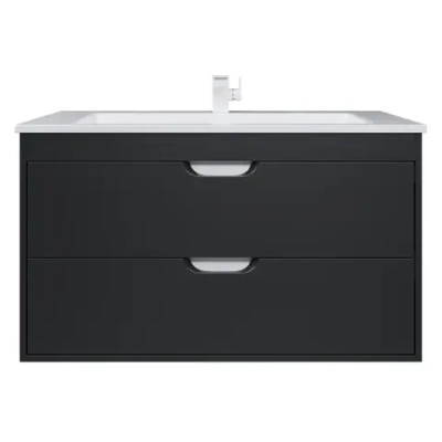 Тумба с раковиной для ванной Uperwood Modul 100 см, подвесная, матовая, черная