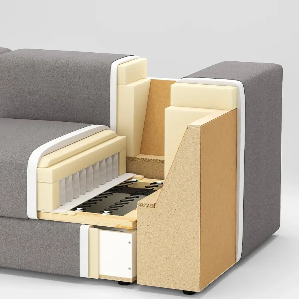 Диван угловой - IKEA JÄTTEBO/JATTEBO, 71x65x190/230см, серый, ЙЕТТЕБО ИКЕА