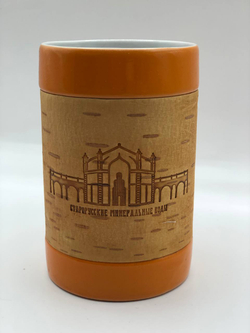 Кружка большая фарфоровая без ручки с берестой. Коллекция "Старая Русса"