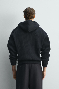 ZARA УКОРОЧЕННЫЙ КАРДИГАН С КАПЮШОНОМ — LIMITED EDITION, МОРСКОЙ СИНИЙ