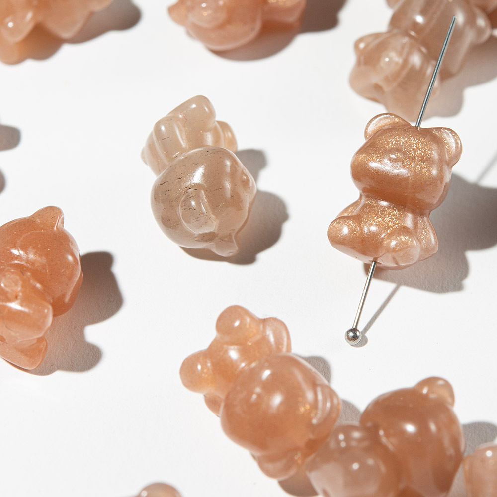 Медвежонок из натурального солнечного камня, 17,5*12,5мм