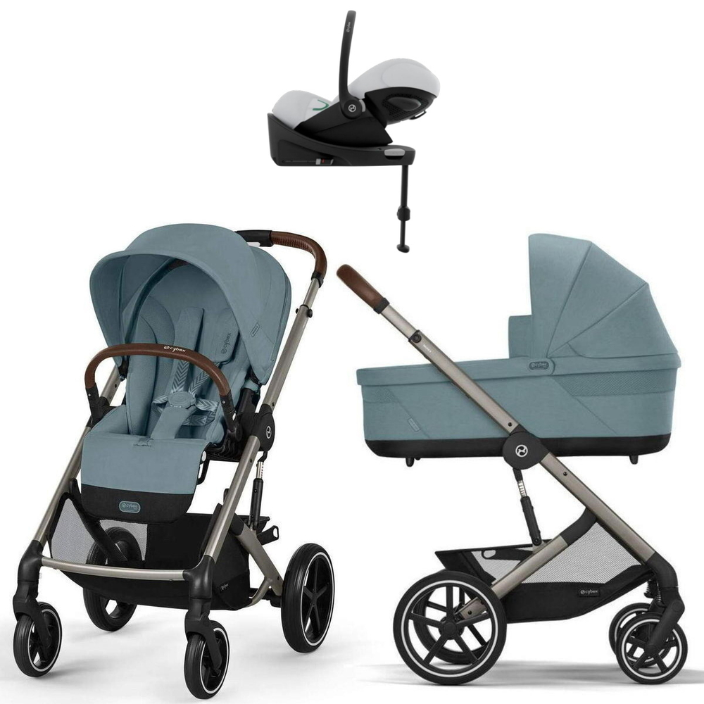 Коляска Cybex Balios S Lux TPE complete Cloud G Fog Grey Base G 4 в 1 Stormy Blue с дождевиками
