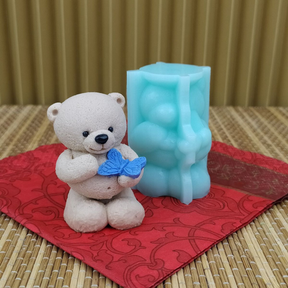 Молд силиконовый 3D "Мишка с бабочкой" №1636/5