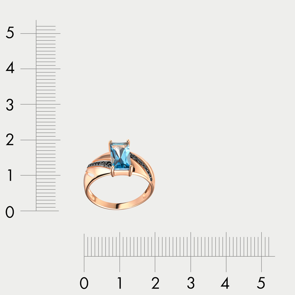 Кольцо для женщин из розового золота 585 пробы с лондон топазом и фианитами (арт. к4316V52)