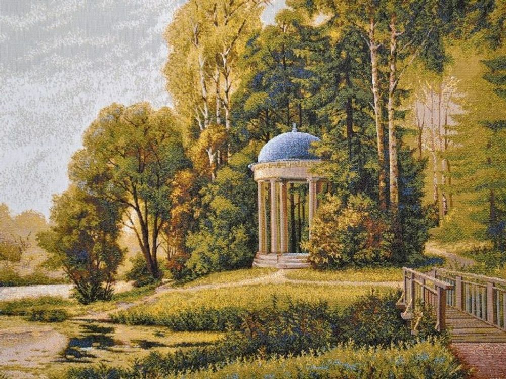 Гобеленовая картина &quot;D. БЕСЕДКА В ПАРКЕ ОСЕНЬ&quot; в багетной раме, Россия.