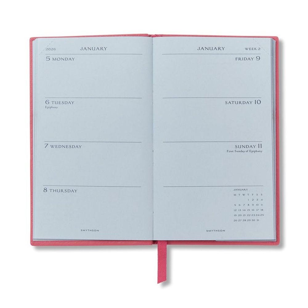 Smythson Ежедневник 2026 Panama Weekly Diary with Pocket, Navy