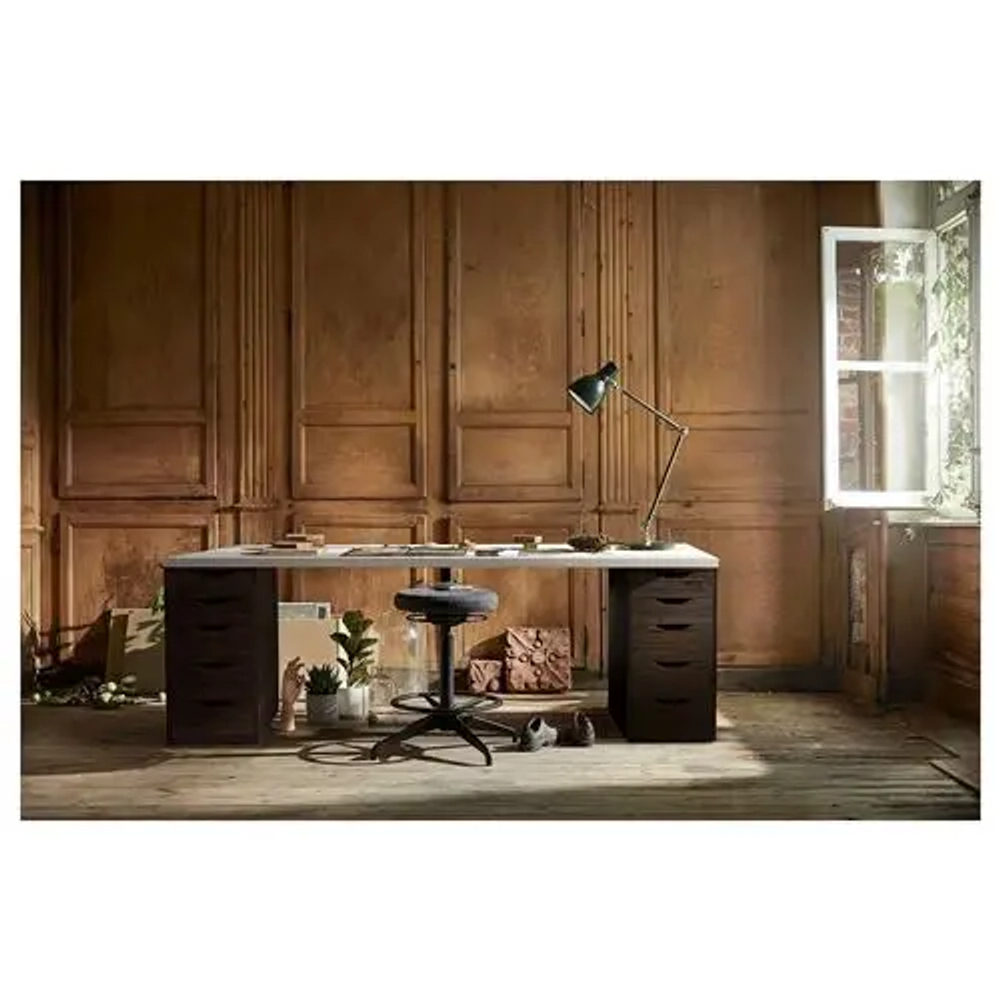 Письменный стол с ящиками - IKEA LAGKAPTEN/ALEX, 200x60 см, белый/темно-серый, АЛЕКС/ЛАГКАПТЕН ИКЕА