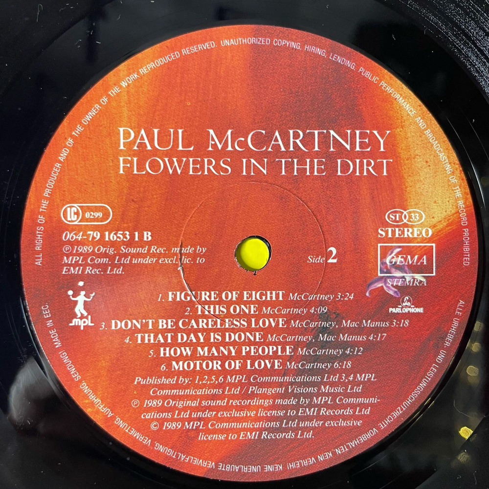 Винтажная виниловая пластинка LP Paul McCartney Flowers In The Dirt (Germany 1989)