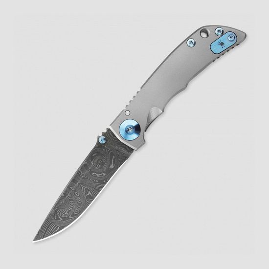 Складной нож Spartan Blades HARSEY FOLDING DAMASCUS SB/SF10CustCNDAMBlue c клинком из стали Damascus, рукоять титан