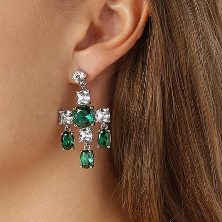 Серьги Dyrberg Kern LEONORA SS EMERALD GREEN / CRYSTAL 430072