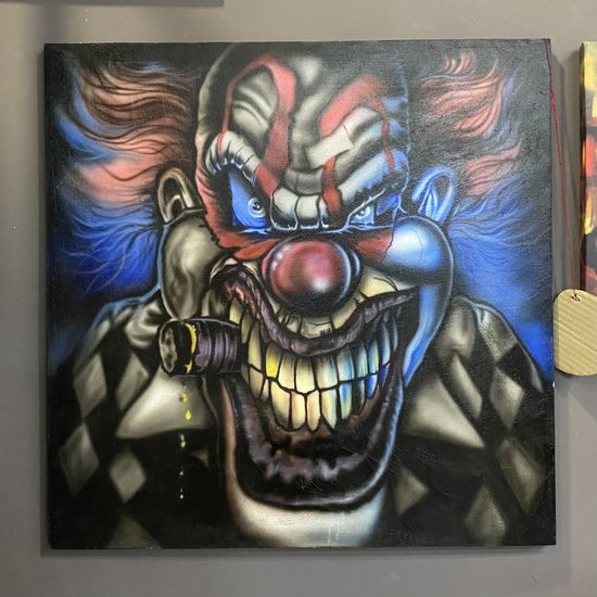 Картина авторская на холсте "Злой клоун" (73х73см)